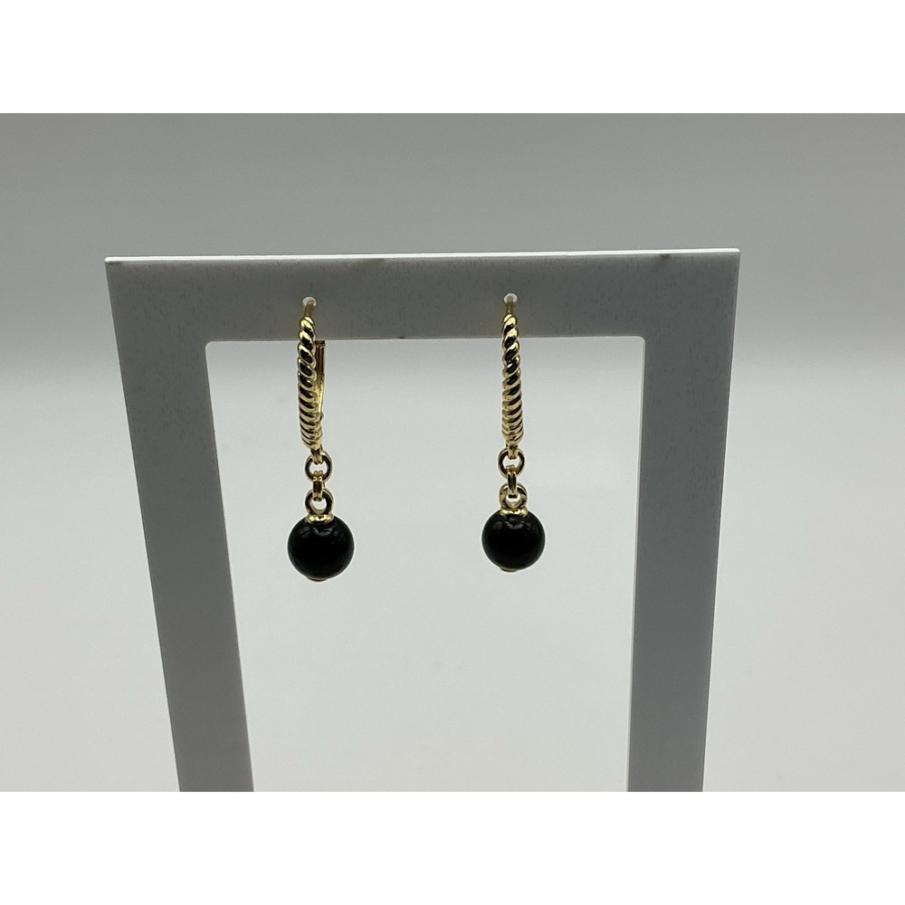 Christian James Black Onyx 8mm Gold Clad Sterling Silver Drop Earrings J450777